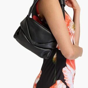 STAUD Kiss Gathered Leather Shoulder Bag Black Mini Bag